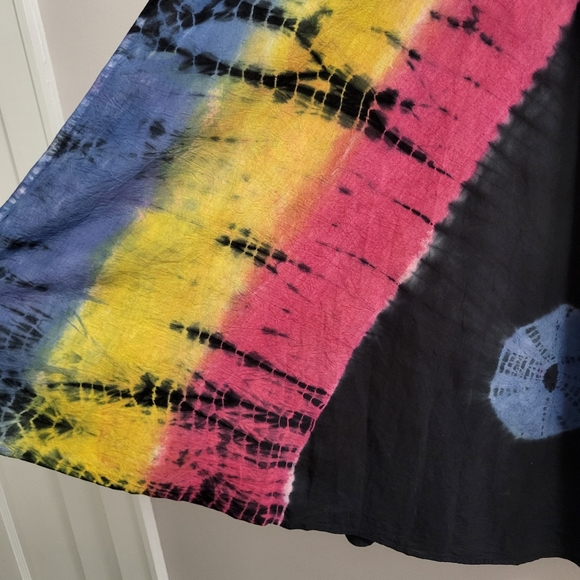 Belma 100% Cotton Made in India Tie Dye Rainbow Wrap Maxi Skirt One Size - Picture 4 of 6